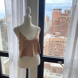 Metallic Rose-gold Suede Crop Top